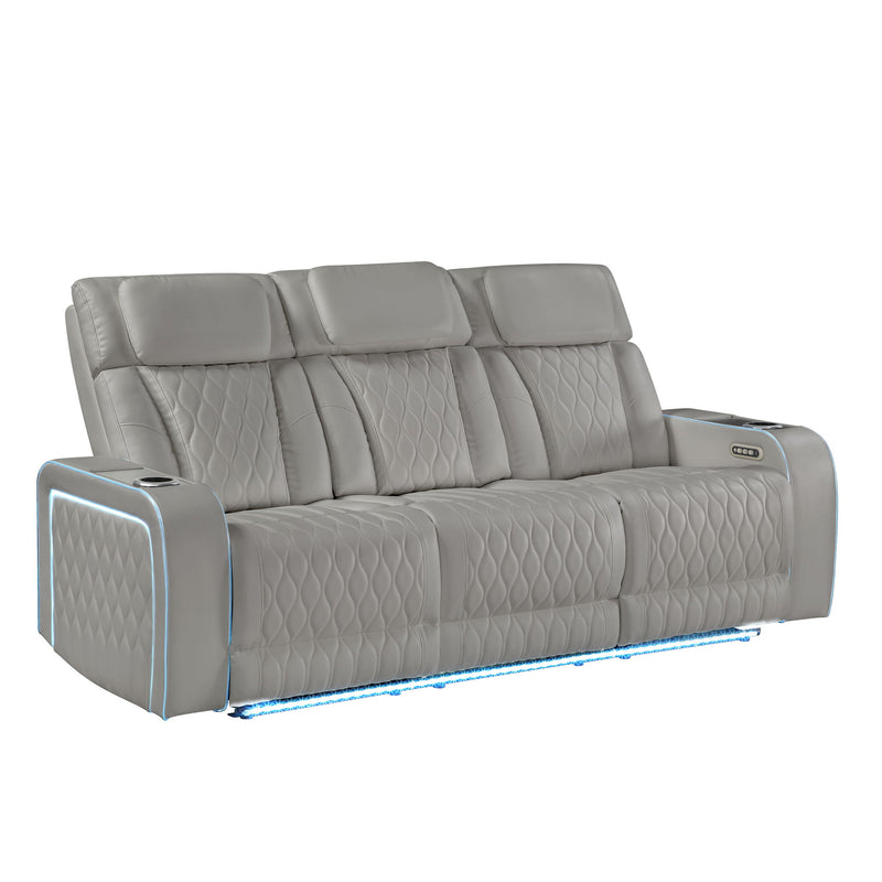 Electra - 3 Piece Power Reclining Sofa, Loveseat And Recliner Set With Power Headrests, Massage And LED Lighting
