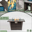 Fire Pit Table, Glass Wind Guard And Rain Cover, Lid - Brown