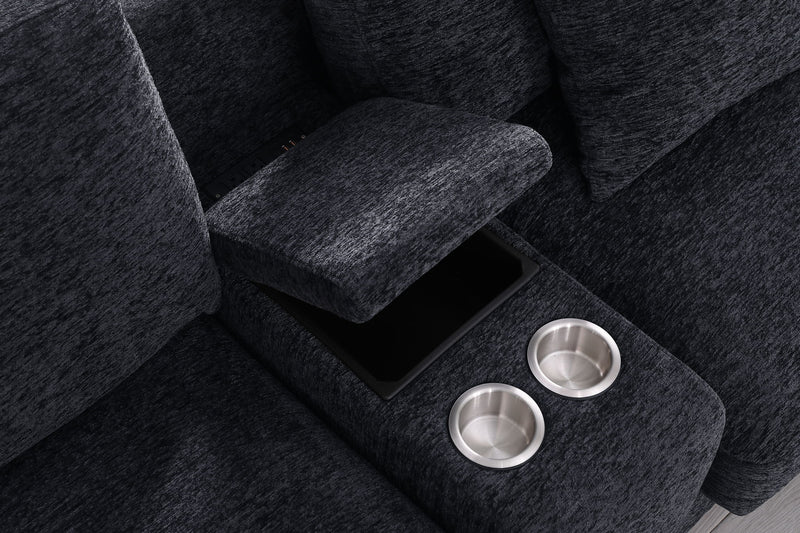 Celine - Fabric Corner Sectional Sofa With Right-Facing Chaise, Cupholders, And Charging Ports