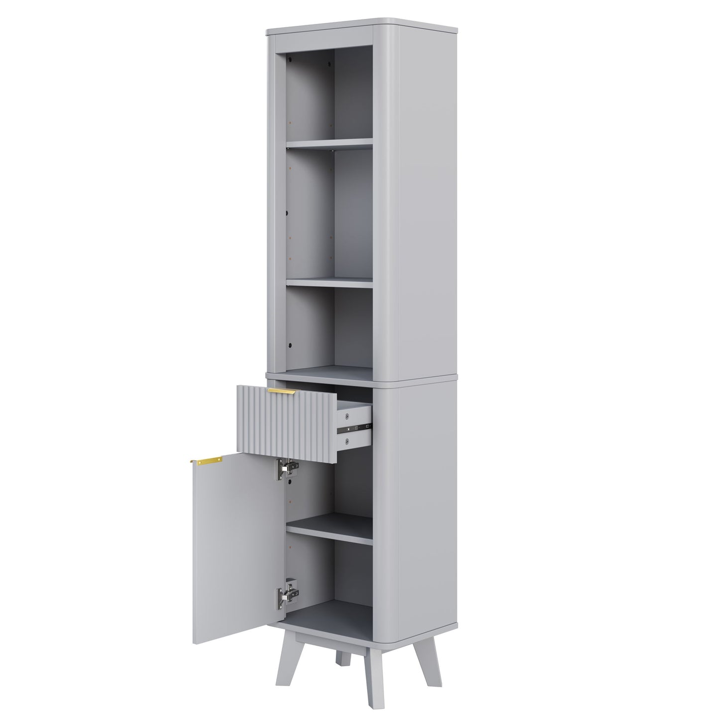 Tall Bathroom Storage Cabinet With Adjustable Shelves And 1 Drawer & Door