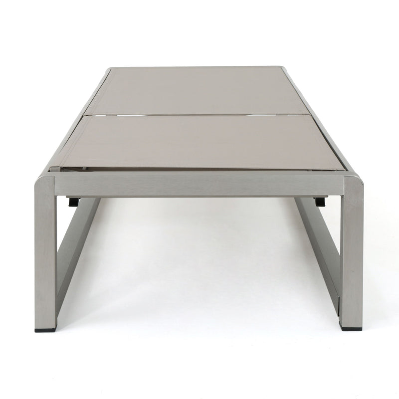 Outdoor Chaise Lounge (Set of 2) With Adjustable Aluminum Frame And Textilene Mesh Seating - Gray