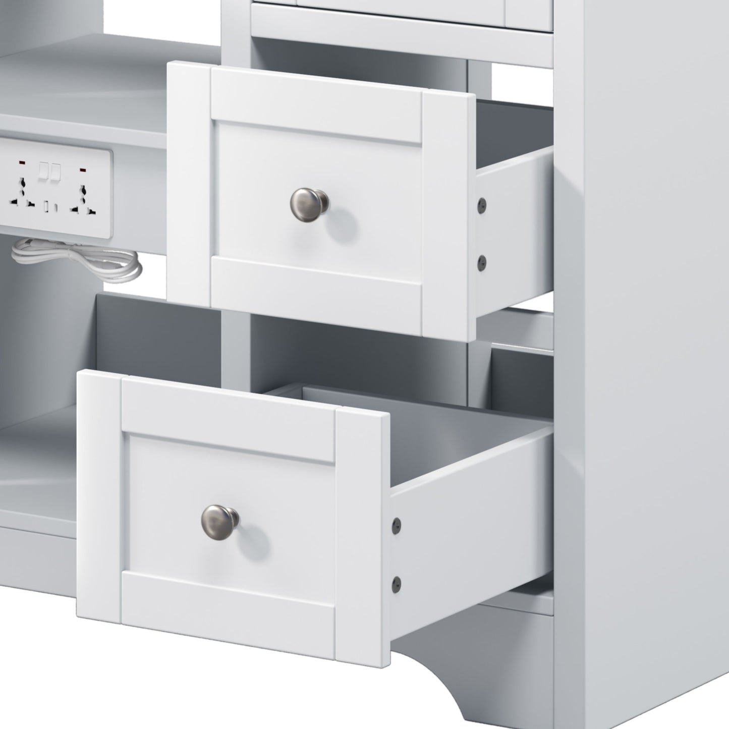 Double Sink Bathroom Vanity With Countertop, 2 Ceramic Sinks, 6 Drawers, Soft Close Design