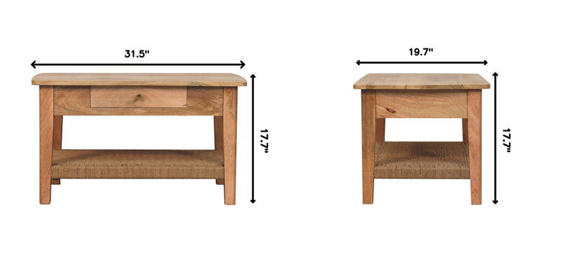 Rope 1 Drawer Coffee Table - Oak
