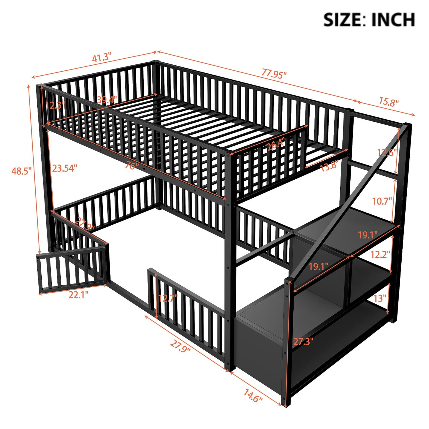 Bunk Bed With Storage Ladder, Compact Design