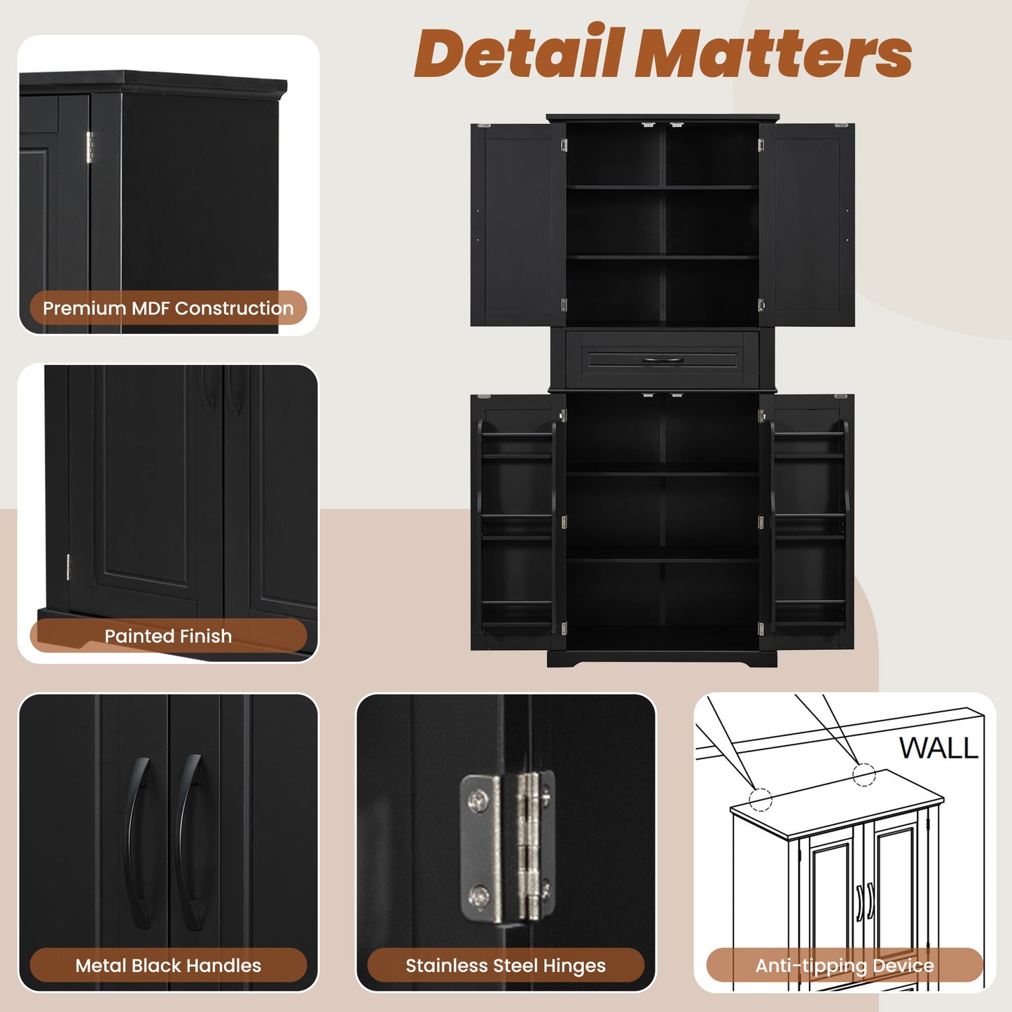 Bathroom Storage Cabinet With Multifunctional Storage Space, Drawer With Slide Rails, Adjustable Shelf