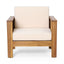 Acacia Wood Loveseat And Coffee Table Set With Cushions