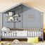 House Bed With Shelves, Window And Sparkling Light Strip On The Roof