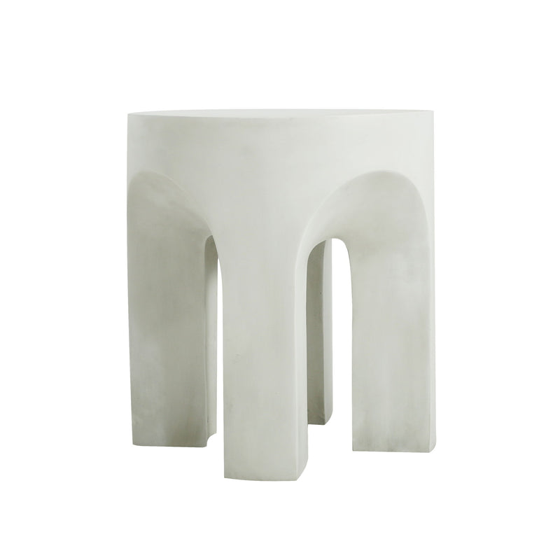 Outdoor Round Top Side Table / End Table, Living Room Accent Table - Antique White
