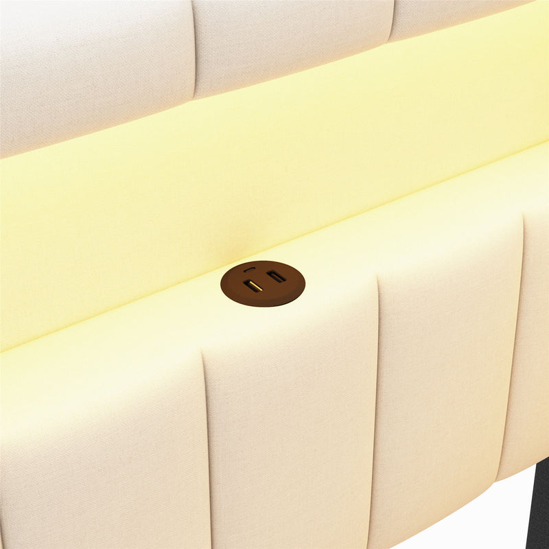 Upholstered Platform Bed With USB Ports And LED Belt