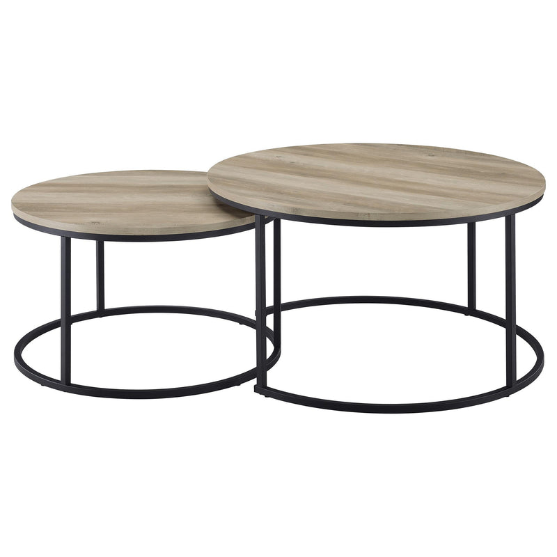 Arrize - 2 Piece Round Nesting Coffee Table Set - Pine Wood