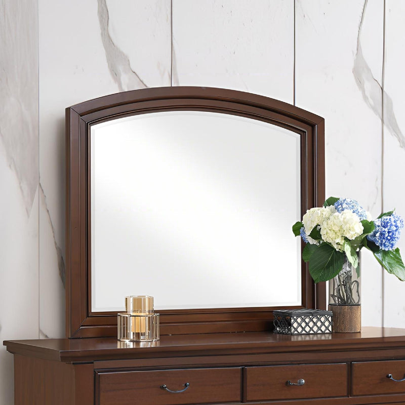 Meade - Arch Mirror With Low Distortion Glass - Dark Cherry