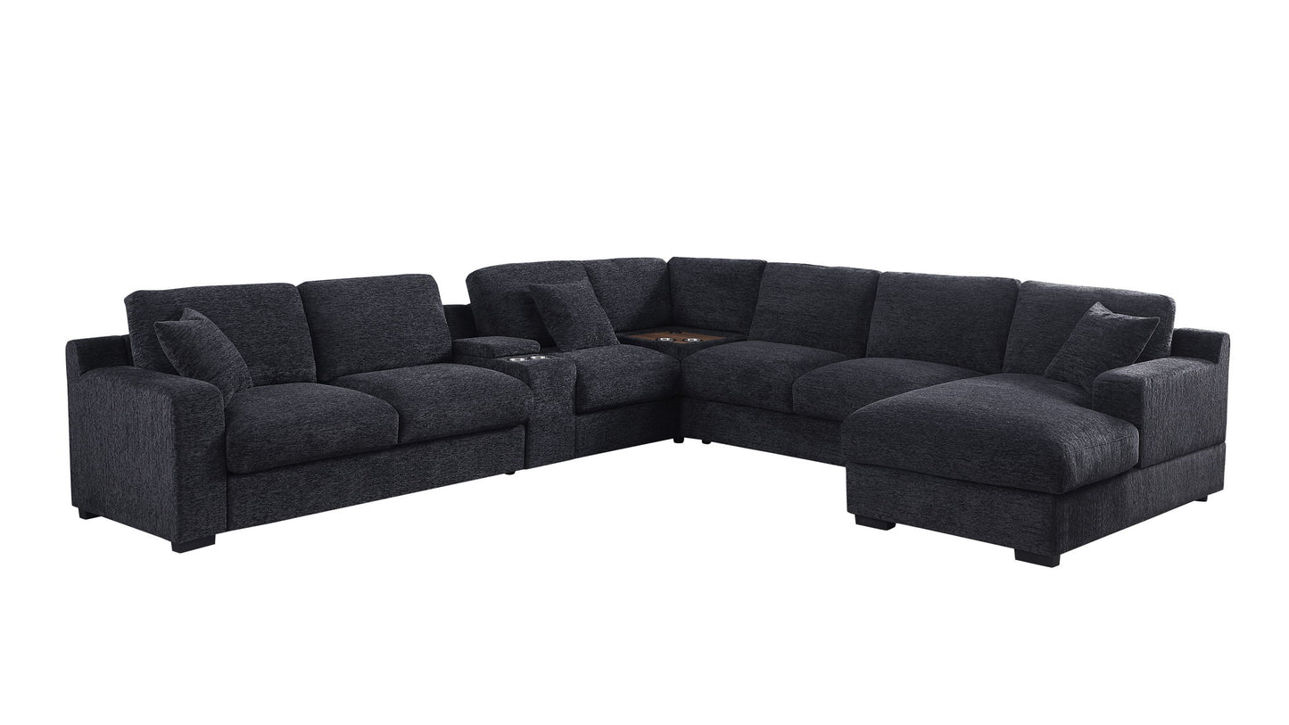 Celine - Fabric Corner Sectional Sofa With Right-Facing Chaise, Cupholders, And Charging Ports