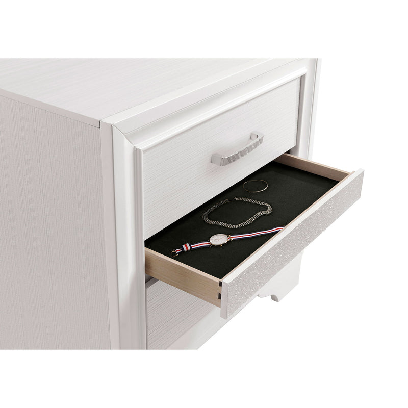 Transitional 2 Drawer Nightstand With Hidden Jewelry Tray