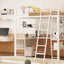 Loft Bed With 4 Layers Of Shelves And L-Shaped Desk, Stylish Metal Frame Bed With A Set Of Sockets, USB Ports And And Wireless Charging