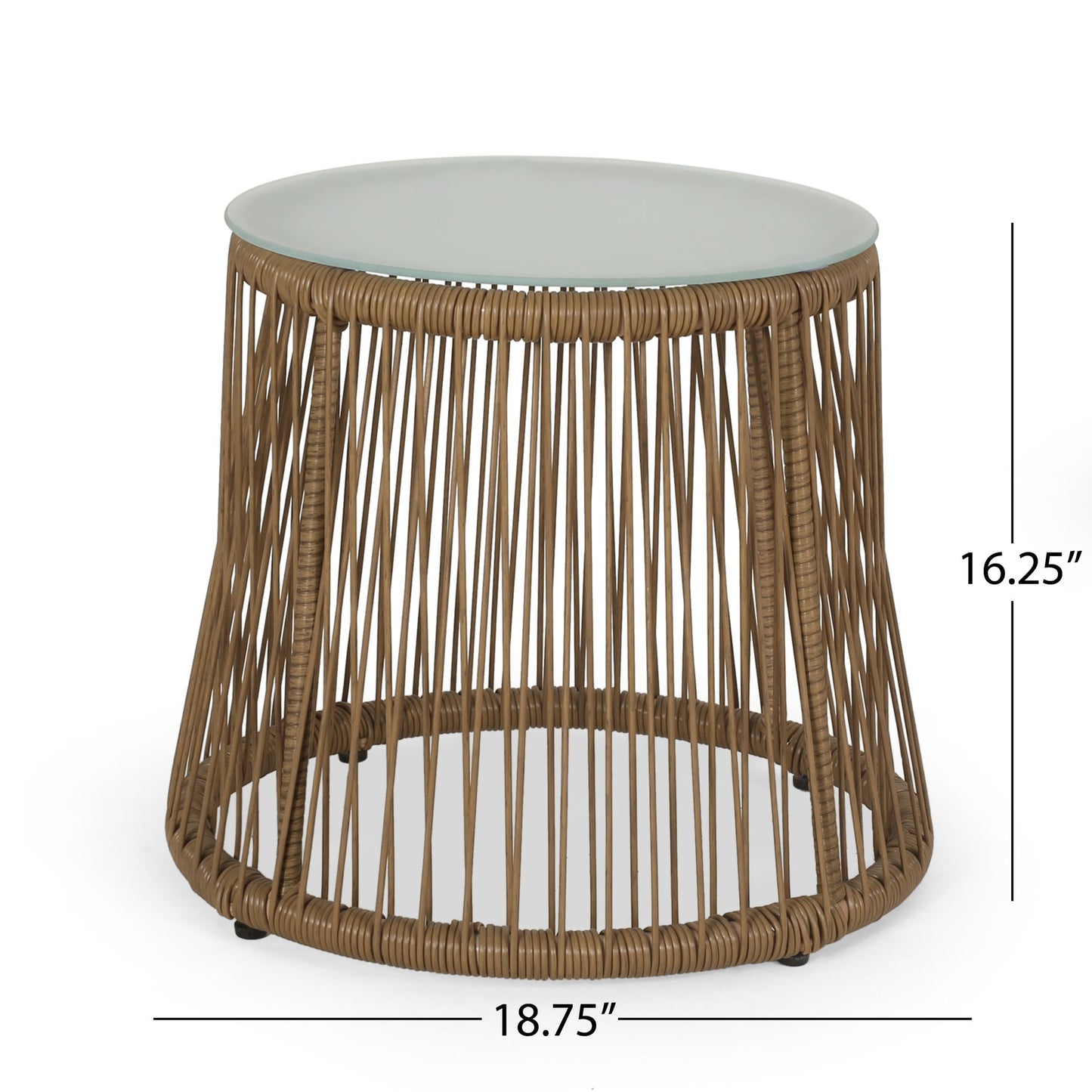Conversation Set With Tempered Glass Table Top - Light Brown