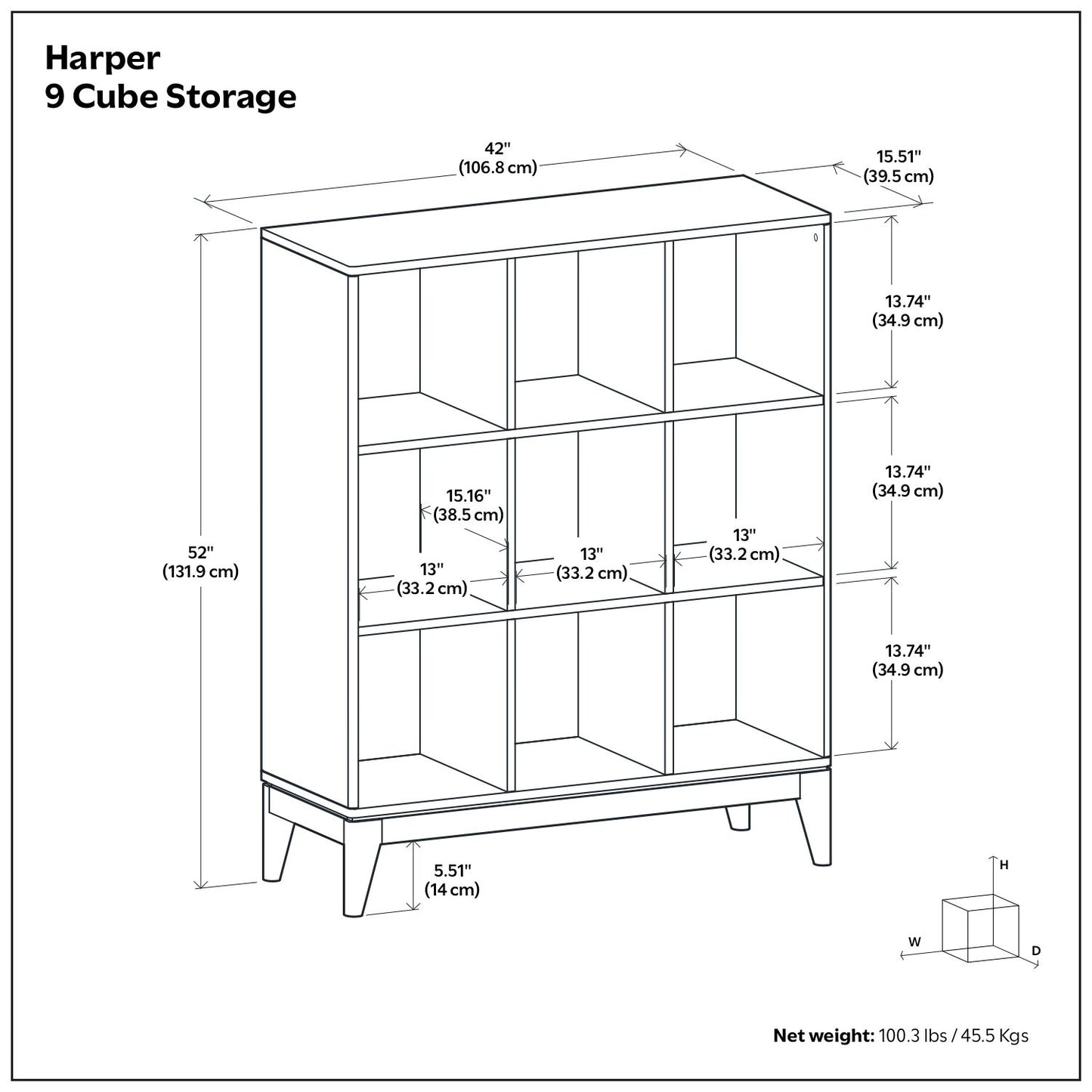 Harper - 9 Cube Storage - Walnut Brown
