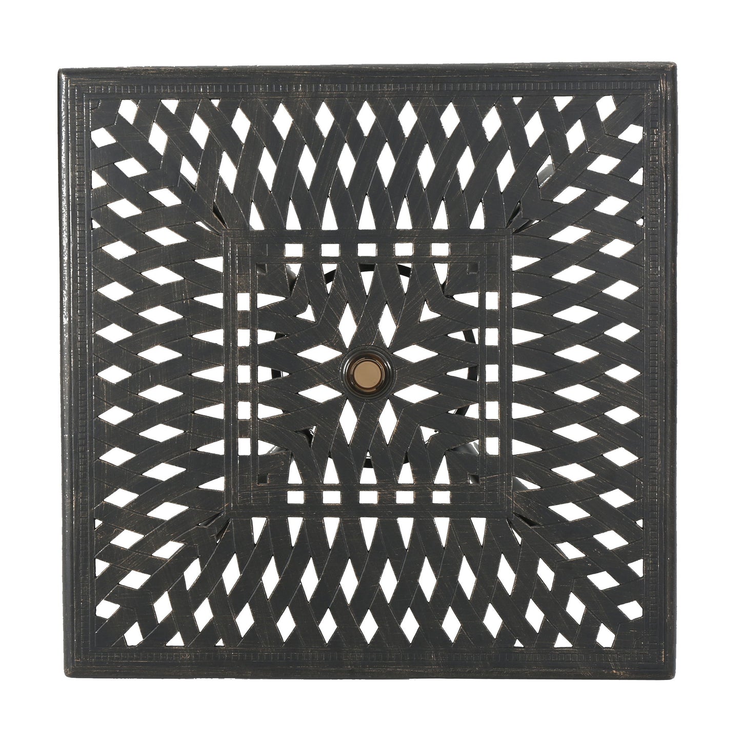 Enchantia - Outdoor Square Dining Table With Weave Tabletop And Flared Legs - Copper