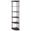 Corner Bookcase With 5 Shelves, Compact Design For Living Room - Cappuccino