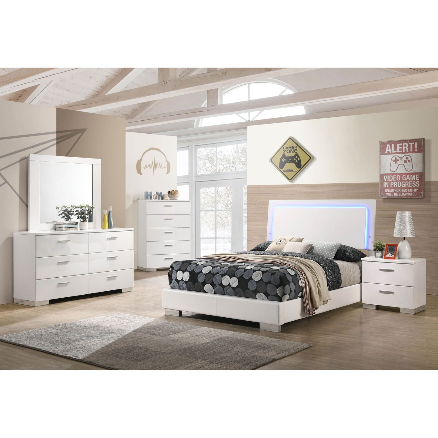 Felicity - LED Panel Bed With Built In Lighting