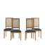 French Country Dining Chair With Rectangular Cane Backrest And Smooth Upholstered Seating