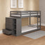 Gaston - Bunk Bed Twin Over Twin With 4 Drawers & 3 Compartments - Gray