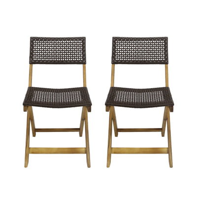 Bistro Foldable Chair With Wicker Backrest