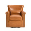 Swivel Accent Chair With Rolled Arm, Sewn Pillow Back, Nailhead Trim For Living Room