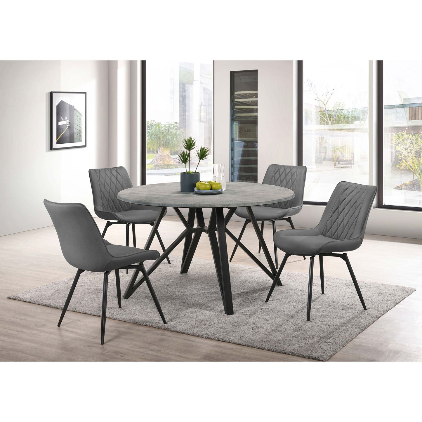Royceton - Top Dining Table Industrial Round Dining Table - Gray / Black
