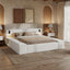Upholstered Platform Bed Frame With Hidden Storage, Built-In Nightstands & LED Reading Lights