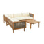 Premium Outdoor Sofa Set With Waterproof Cushions Sectional Seating Group With Acacia Wood And Wicker - Brown Mix / Beige