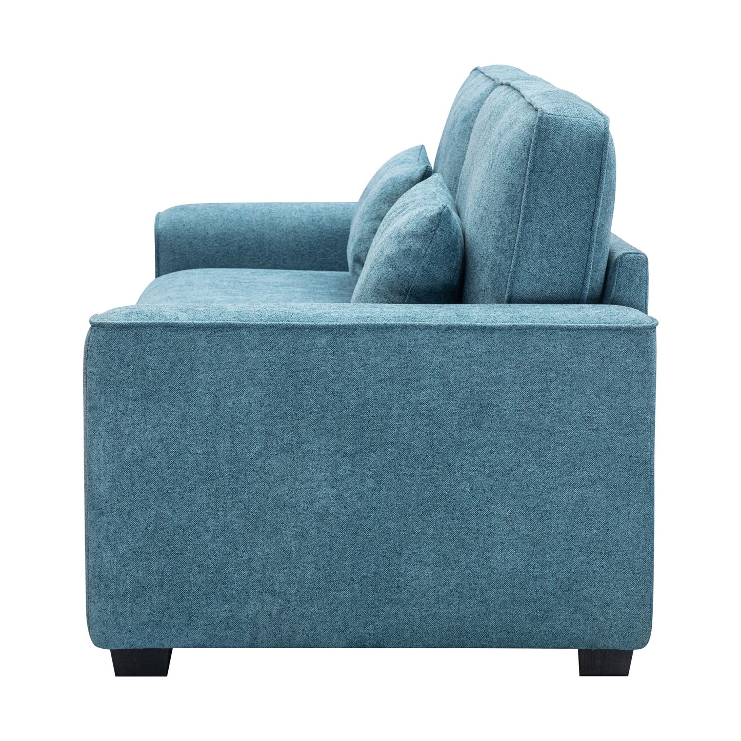 Modern Fabric Sofa With Cushions, Sleek Arm Design