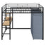 Loft Bed With Desk, Shelves, Power Outlet, LED Light And Wardrobe