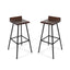 Outdoor Bar Stool With Low Backrests And Wood Seats (Set of 2) - Dark Brown / Black