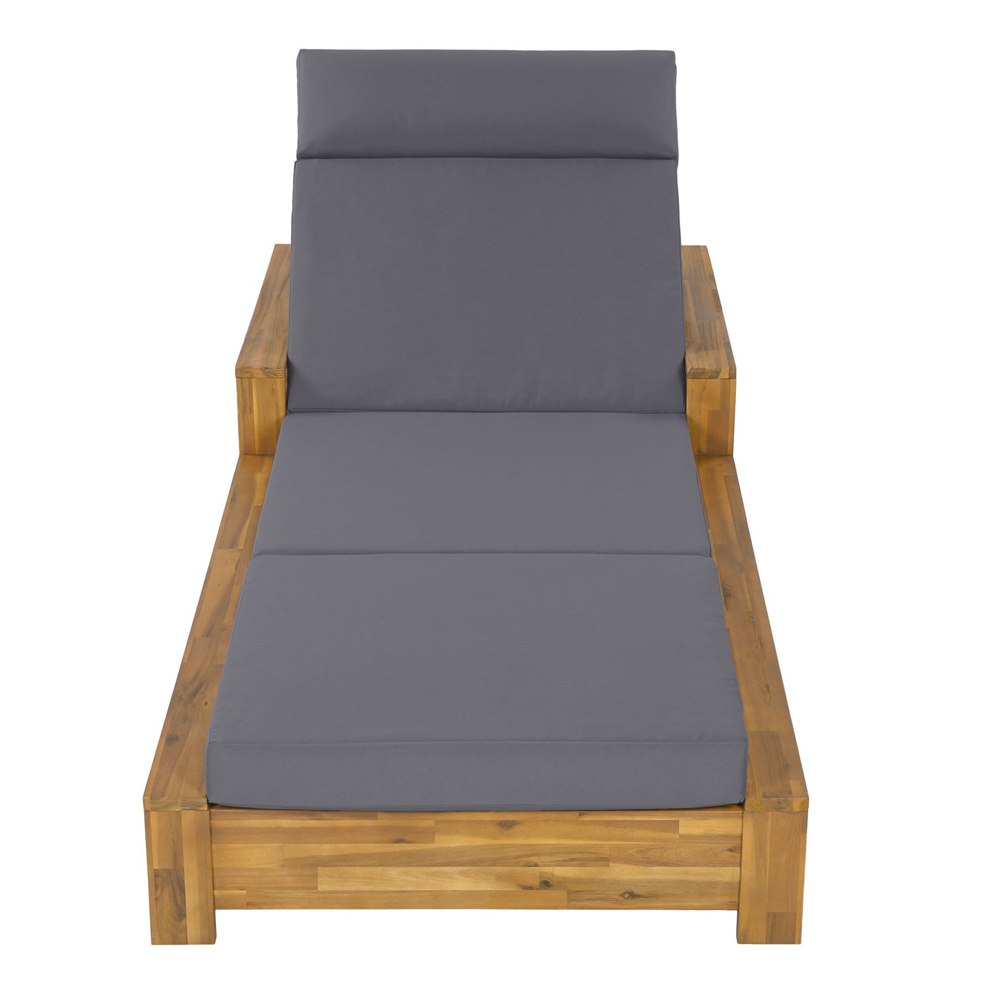 Chaise Lounge Set With 4 Fold Cushion And Built In Headrest, 3 Position Adjustable