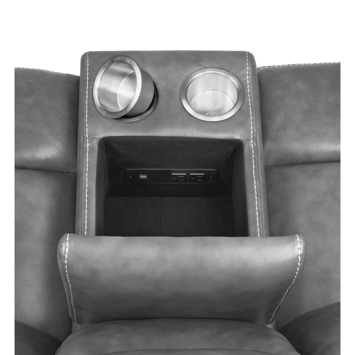 Carmen - Cool Motion Loveseat With Storage, With Reclining Function And Built In Storage - Gray
