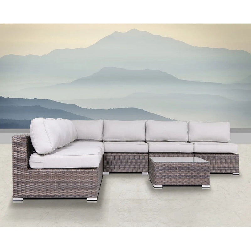 6 Person Seating Set With Cushions - Brown / Gray
