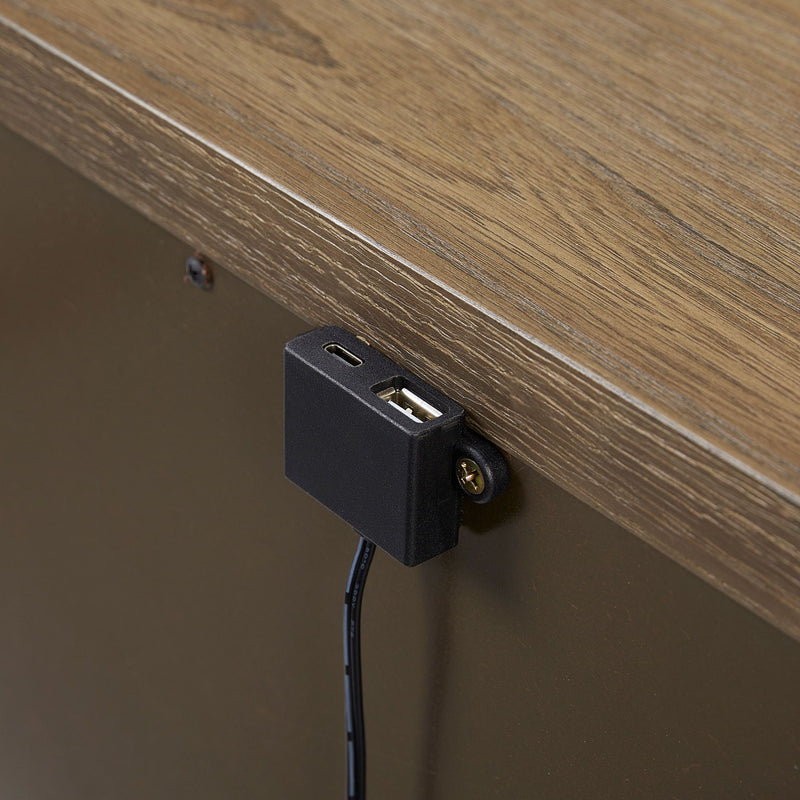 Mesa de Noche de 3 Cajones con USB - Latte