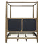 Queen Canopy Bed Frame With Upholstered Headboard - Brown