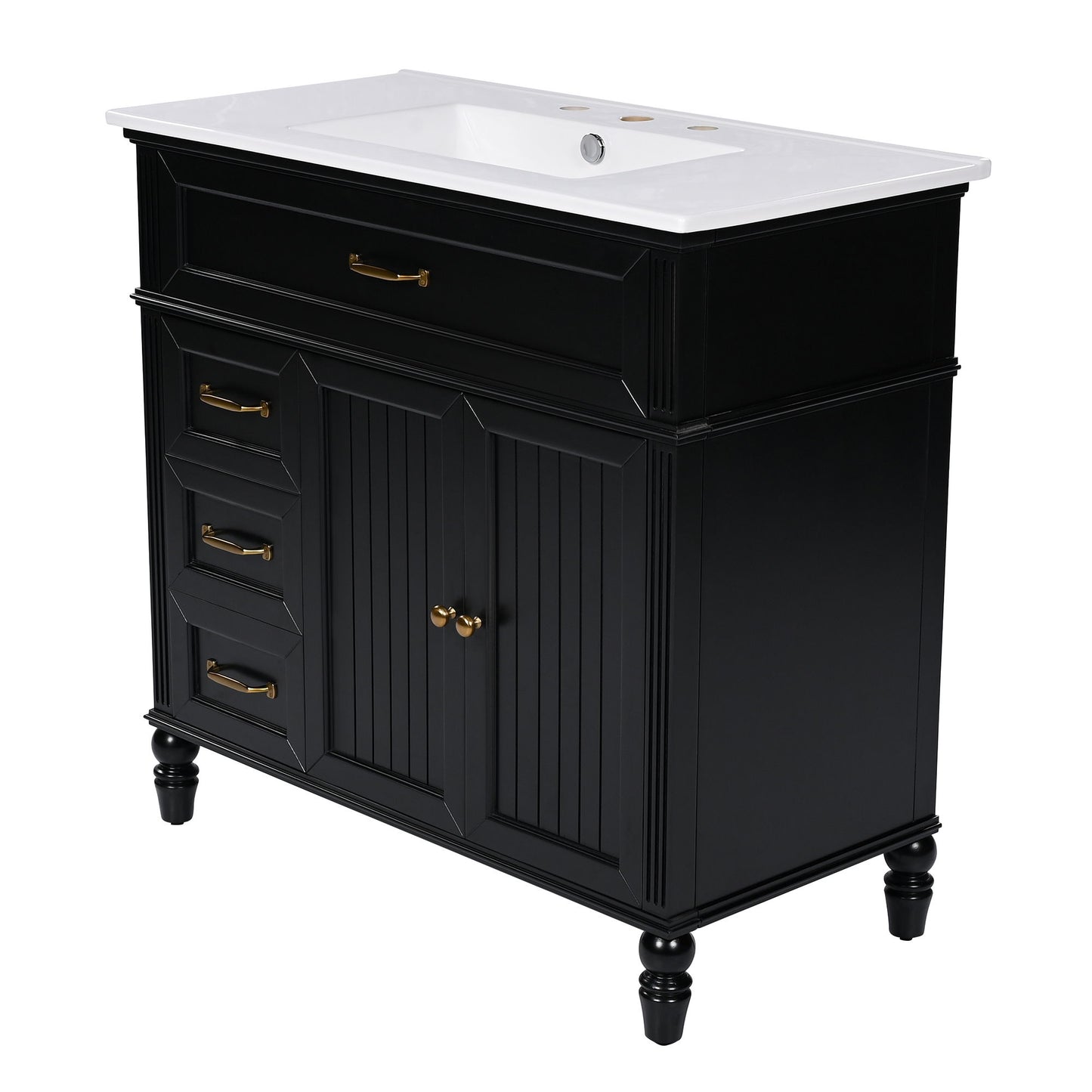 Bathroom Vanity With Sink, 2 Doors 2 Drawers, Freestanding Design