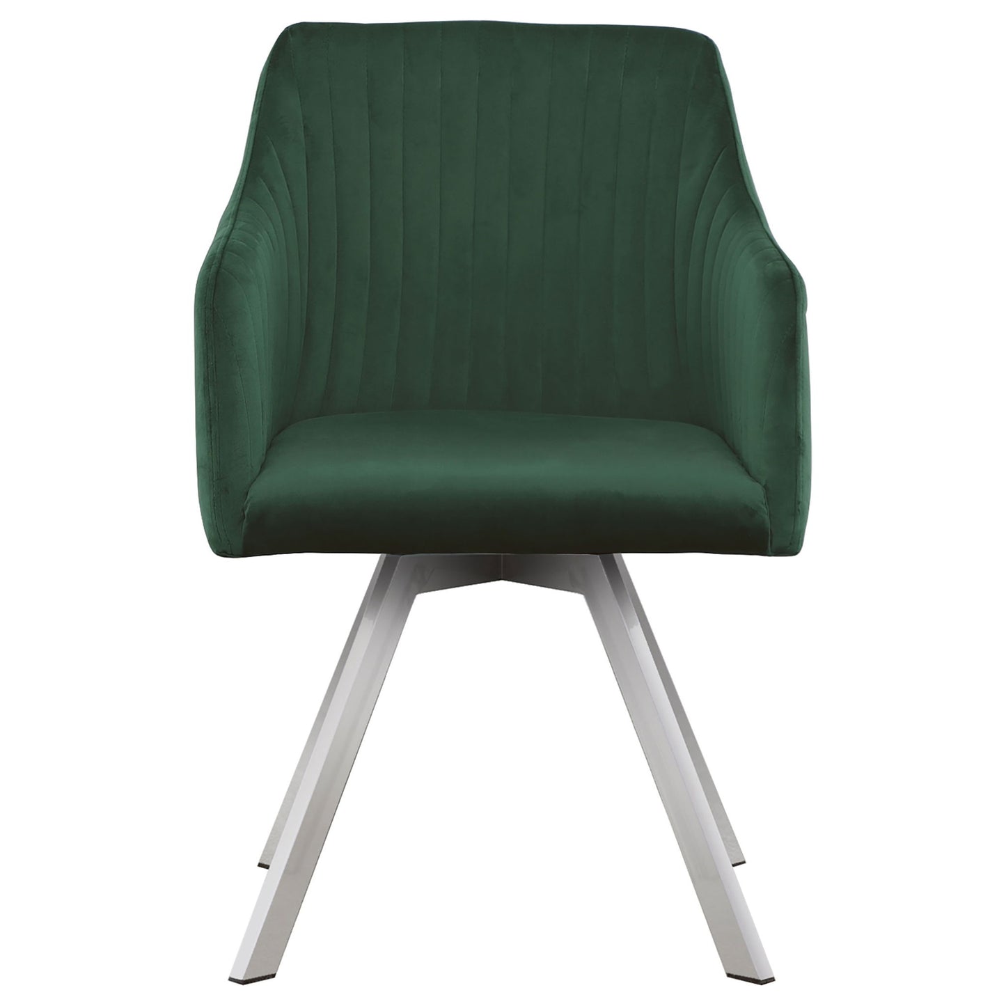Tufted Swivel Dining Chair With Slim Sloped Arms - Green
