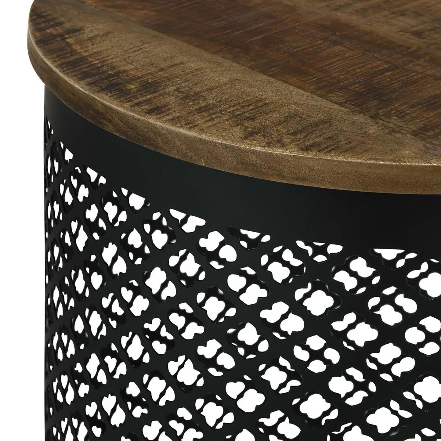 Drum Base Accent Table - Brown