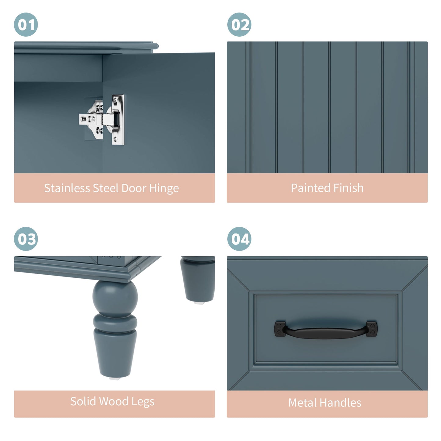Bathroom Vanity With Sink, 2 Doors 2 Drawers, Freestanding Design