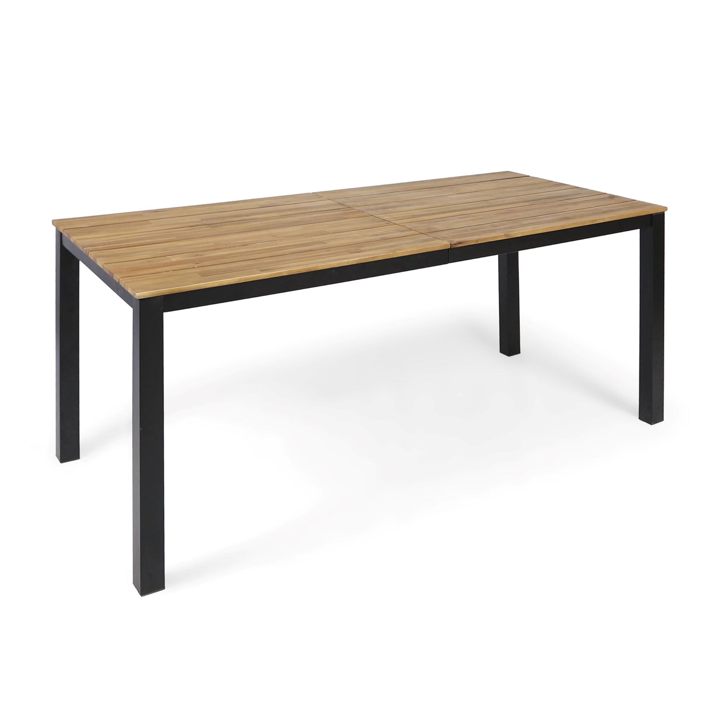 7 Piece Outdoor Dining Set With Table And 6 Chairs - Black / Gray / Teak