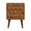 Cube Carved Bedside Table Nightstand - Chestnut