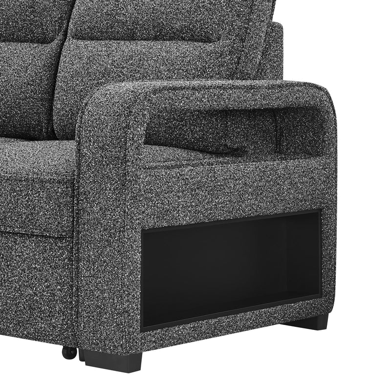 Mitchell - Reversible Sofabed With Storage Chaise, USB And Cup Holders - Dark Gray