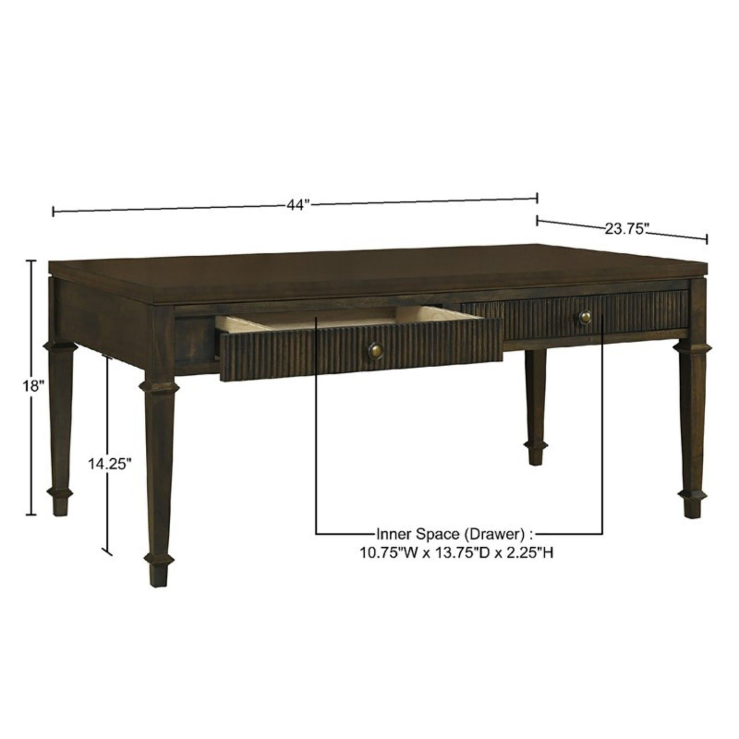 Fluted - 2 Drawer Coffee Table - Brown