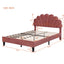 Upholstered Platform Bed With Flower Pattern Headboard