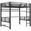 Full Size Loft Bed Frame With Storage Shelf And LED Light - Black