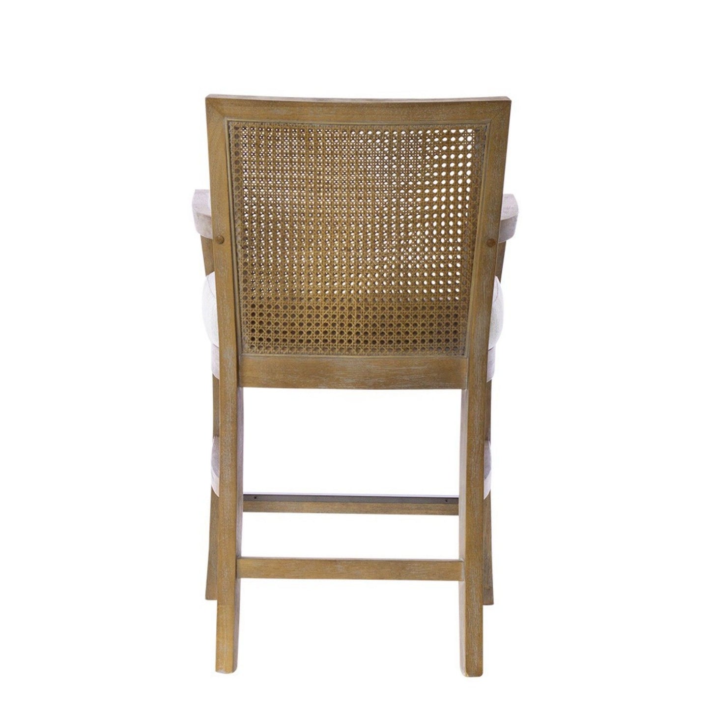 Cane Back Counter Stool With Upholstered Seat - Cream / Reclaimed Natural