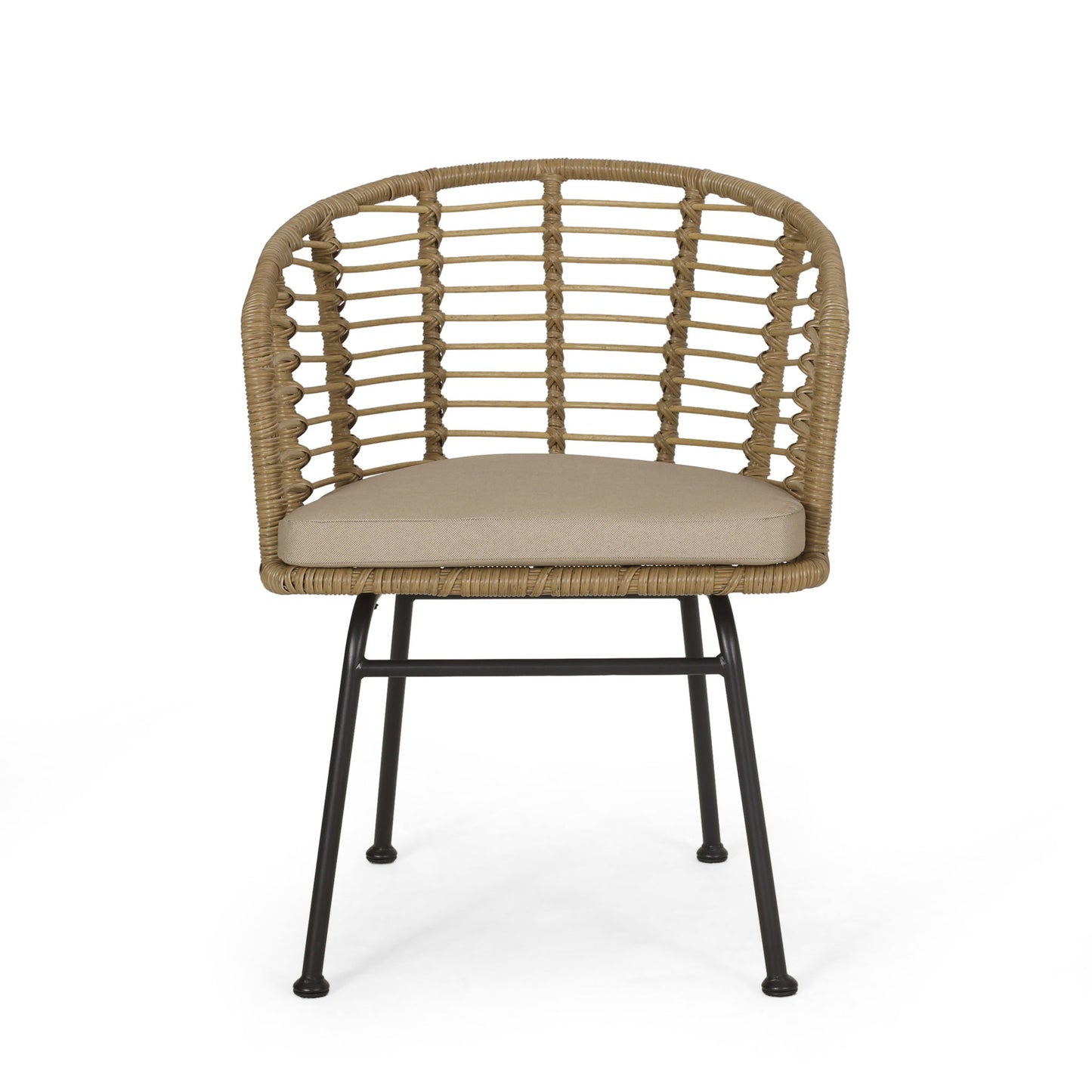 Randy - Modern Wicker Chair With Water Resistant Cushions - Brown / Beige